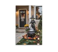 ZlXXYZ Modern Family Art Wall Canvas Posters-Halloween Poster Witch Making Potion in Front of The Door Halloween Decorations 12x18inch(30x45cm) Unframe-style