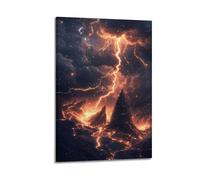 ZlXXYZ Modern Family Art Wall Canvas Posters-Nature Poster Lightning Volcano Scene Highly Impactful A Canvas Painting 20x30inch(50x75cm) Frame-style