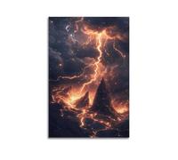 ZlXXYZ Modern Family Art Wall Canvas Posters-Nature Poster Lightning Volcano Scene Highly Impactful A Canvas Painting 16x24inch(40x60cm) Unframe-style