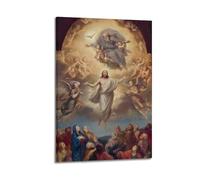 ZlXXYZ Modern Family Art Wall Canvas Posters-Religious Poster Ascension Scene Holy Moment Show Divine Grandeur Decorative Painting 16x24inch(40x60cm) Frame-style