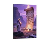 ZlXXYZ Modern Family Art Wall Canvas Posters-Religious Poster Jesus with Flaming Scroll Uplifting And Guiding Painting 16x24inch(40x60cm) Frame-style