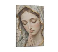 ZlXXYZ Modern Family Art Wall Canvas Posters-Religious Poster Praying Figure with Ornate Veil Holy Art 20x30inch(50x75cm) Frame-style