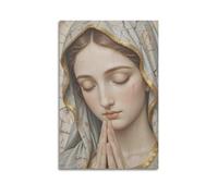 ZlXXYZ Modern Family Art Wall Canvas Posters-Religious Poster Praying Figure with Ornate Veil Holy Art 20x30inch(50x75cm) Unframe-style