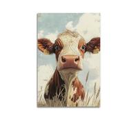 ZlXXYZ Wall Art for Modern Family Office Decor Canvas Posters - Animal Poster Cow Looks Forward Cute And Adorable Art Decorative Painting 20x30inch(50x75cm) Unframe-style