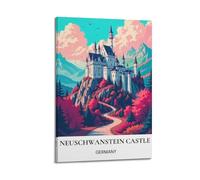 ZlXXYZ Wall Art for Modern Family Office Decor Canvas Posters - Architecture Neuschwanstein Castle 08x12inch(20x30cm) Frame-style