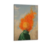 ZlXXYZ Wall Art for Modern Family Office Decor Canvas Posters - Art Surreal Illustration of Flame Head 16x24inch(40x60cm) Frame-style
