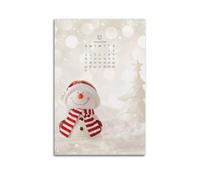 ZlXXYZ Wall Art for Modern Family Office Decor Canvas Posters - Christmas Calendar Snowman Among Light Spots Shows Festive Childlike Fun 08x12inch(20x30cm) Unframe-style