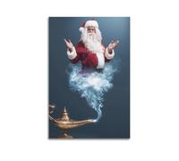 ZlXXYZ Wall Art for Modern Family Office Decor Canvas Posters - Christmas Santa From Magic Lamp With Smoke Is Full Of Fantasy 20x30inch(50x75cm) Unframe-style
