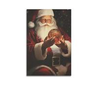 ZlXXYZ Wall Art for Modern Family Office Decor Canvas Posters - Christmas Santa Holding Crystal Ball Exploring Miracles Is Full Of Fantasy 16x24inch(40x60cm) Unframe-style