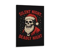 ZlXXYZ Wall Art for Modern Family Office Decor Canvas Posters - Christmas Skull Silent Night... Deadly Night Showing Dark Cuteness 24x36inch(60x90cm) Frame-style