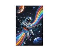 ZlXXYZ Wall Art for Modern Family Office Decor Canvas Posters - Creative Poster Astronaut Plays Guitar In Space Cool And Romantic Art Decorative Painting 16x24inch(40x60cm) Unframe-style