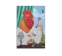 ZlXXYZ Wall Art for Modern Family Office Decor Canvas Posters - Creative Rooster with Key Fantasy Illustration 20x30inch(50x75cm) Unframe-style