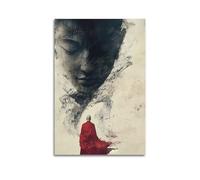 ZlXXYZ Wall Art for Modern Family Office Decor Canvas Posters - Culture Zen Monk Buddha Statue Zen Illustration 16x24inch(40x60cm) Unframe-style