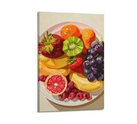 ZlXXYZ Wall Art for Modern Family Office Decor Canvas Posters - Food Vibrant Colorful Fruit Platter with Strawberries And Kiwi 16x24inch(40x60cm) Frame-style