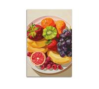 ZlXXYZ Wall Art for Modern Family Office Decor Canvas Posters - Food Vibrant Colorful Fruit Platter with Strawberries And Kiwi 16x24inch(40x60cm) Unframe-style