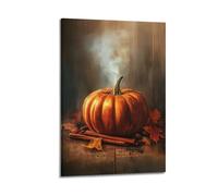 ZlXXYZ Wall Art for Modern Family Office Decor Canvas Posters - Food Warm-Toned Autumn Pumpkin Platter 16x24inch(40x60cm) Frame-style