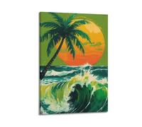 ZlXXYZ Wall Art for Modern Family Office Decor Canvas Posters - Landscape Poster Tropical Sunset Waves Dynamic Romantic And Super Artistic 16x24inch(40x60cm) Frame-style