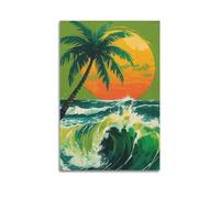 ZlXXYZ Wall Art for Modern Family Office Decor Canvas Posters - Landscape Poster Tropical Sunset Waves Dynamic Romantic And Super Artistic 12x18inch(30x45cm) Unframe-style