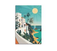 ZlXXYZ Wall Art for Modern Family Office Decor Canvas Posters - Landscape Retro Mediterranean White Architecture Scene 08x12inch(20x30cm) Unframe-style