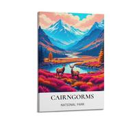 ZlXXYZ Wall Art for Modern Family Office Decor Canvas Posters - Landscape Retro Travel Cairngorms National Park Scene 08x12inch(20x30cm) Frame-style