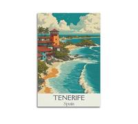 ZlXXYZ Wall Art for Modern Family Office Decor Canvas Posters - Landscape Vintage Travel Tenerife Coast Spain 08x12inch(20x30cm) Unframe-style
