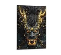 ZlXXYZ Wall Art for Modern Family Office Decor Canvas Posters - Myth Poster Black And Gold Divine Beast Dominant And Mysterious Art Decorative Painting 16x24inch(40x60cm) Frame-style