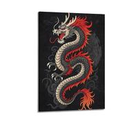 ZlXXYZ Wall Art for Modern Family Office Decor Canvas Posters - Myth Poster Chinese Dragon Is Majestic Dignified And Shocking Art Decorative Painting 12x18inch(30x45cm) Frame-style