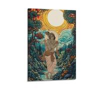 ZlXXYZ Wall Art for Modern Family Office Decor Canvas Posters - Myth Poster Flute-playing Figure Agile And Full Of Exotic Flavor Art Decorative Painting 08x12inch(20x30cm) Frame-style