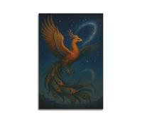 ZlXXYZ Wall Art for Modern Family Office Decor Canvas Posters - Myth Poster Phoenix Under Starry Sky Gorgeous And Sacred Art Decorative Painting 24x36inch(60x90cm) Unframe-style