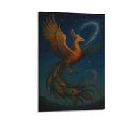 ZlXXYZ Wall Art for Modern Family Office Decor Canvas Posters - Myth Poster Phoenix Under Starry Sky Gorgeous And Sacred Art Decorative Painting 20x30inch(50x75cm) Frame-style