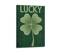 ZlXXYZ Wall Art for Modern Family Office Decor Canvas Posters - Plant Illustration Lucky Four - Leaf Clover Poster 20x30inch(50x75cm) Frame-style
