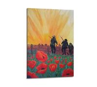 ZlXXYZ Wall Art for Modern Family Office Decor Canvas Posters - Public Welfare War Remembrance Among Poppies 12x18inch(30x45cm) Frame-style