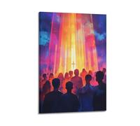 ZlXXYZ Wall Art for Modern Family Office Decor Canvas Posters - Religious Holy Light Shining On Congregation 12x18inch(30x45cm) Frame-style