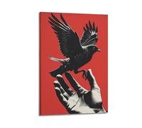 ZlXXYZ Wall Art for Modern Family Office Decor Canvas Posters - Religious Poster Black Bird Takes Off from Palm Symbolizing Freedom And Detachment 24x36inch(60x90cm) Frame-style