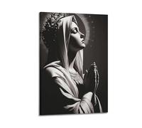 ZlXXYZ Wall Art for Modern Family Office Decor Canvas Posters - Religious Poster Black-Gold Image of Virgin And Solemn Rhythm of Faith 20x30inch(50x75cm) Frame-style