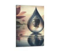 ZlXXYZ Wall Art for Modern Family Office Decor Canvas Posters - Religious Poster Buddha's Water Drop Image And Pure Rhythm of Dharma 08x12inch(20x30cm) Frame-style