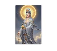 ZlXXYZ Wall Art for Modern Family Office Decor Canvas Posters - Religious Poster Guanyin Bodhisattva's Lotus Light Holy Image And Universal Transmission of Compassion 20x30inch(50x75cm) Unframe-style