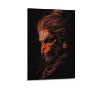 ZlXXYZ Wall Art for Modern Family Office Decor Canvas Posters - Religious Poster Hindu Hanuman Image Has A Sense of Power 12x18inch(30x45cm) Frame-style