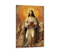 ZlXXYZ Wall Art for Modern Family Office Decor Canvas Posters - Religious Poster Jesus With Holy Book Is Sacred Art Decorative Painting 16x24inch(40x60cm) Frame-style