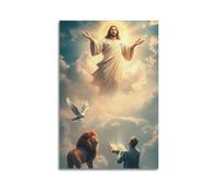 ZlXXYZ Wall Art for Modern Family Office Decor Canvas Posters - Religious Poster Jesus With Lion And Dove Is Holy Art Decorative Painting 08x12inch(20x30cm) Unframe-style