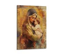 ZlXXYZ Wall Art for Modern Family Office Decor Canvas Posters - Religious Poster Madonna And Child Is Tender Art Decorative Painting 20x30inch(50x75cm) Frame-style