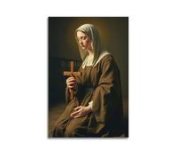 ZlXXYZ Wall Art for Modern Family Office Decor Canvas Posters - Religious Poster Nun's Cross Image And Devout Rhythm of Faith 24x36inch(60x90cm) Unframe-style