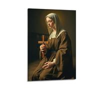 ZlXXYZ Wall Art for Modern Family Office Decor Canvas Posters - Religious Poster Nun's Cross Image And Devout Rhythm of Faith 08x12inch(20x30cm) Frame-style