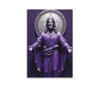 ZlXXYZ Wall Art for Modern Family Office Decor Canvas Posters - Religious Poster Purple Jesus Statue With Open Arms Gives A Sense Of Holiness Art Decorative Painting 08x12inch(20x30cm) Unframe-style