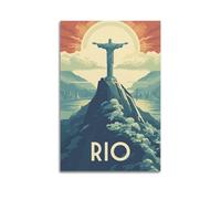 ZlXXYZ Wall Art for Modern Family Office Decor Canvas Posters - Religious Poster Retro Poster of Christ The Redeemer in Rio Has Regional Cultural Features 24x36inch(60x90cm) Unframe-style