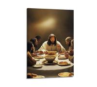 ZlXXYZ Wall Art for Modern Family Office Decor Canvas Posters - Religious Poster Sacred Gathering of The Last Supper And Heritage Moment of Faith 16x24inch(40x60cm) Frame-style
