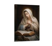 ZlXXYZ Wall Art for Modern Family Office Decor Canvas Posters - Religious Poster The Devout Thought of The Virgin Reading Scripture 20x30inch(50x75cm) Frame-style