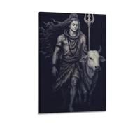 ZlXXYZ Wall Art for Modern Family Office Decor Canvas Posters - Religious Poster The Divine Power Realm of Shiva And The Sacred Bull 24x36inch(60x90cm) Frame-style