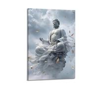 ZlXXYZ Wall Art for Modern Family Office Decor Canvas Posters - Religious Poster The Ethereal Zen Realm of Buddha on Clouds 20x30inch(50x75cm) Frame-style