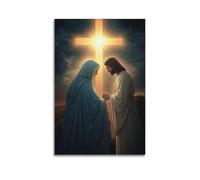 ZlXXYZ Wall Art for Modern Family Office Decor Canvas Posters - Religious Poster The Faith Covenant of The Virgin And Child Under The Cross 12x18inch(30x45cm) Unframe-style